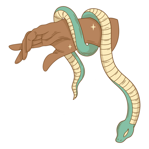 Mystic snake coiled around a hand PNG Design