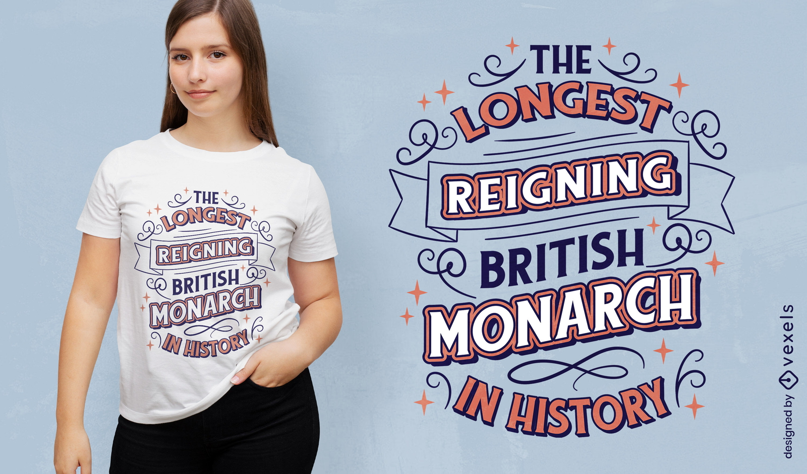 Design de camiseta com citação da monarquia britânica