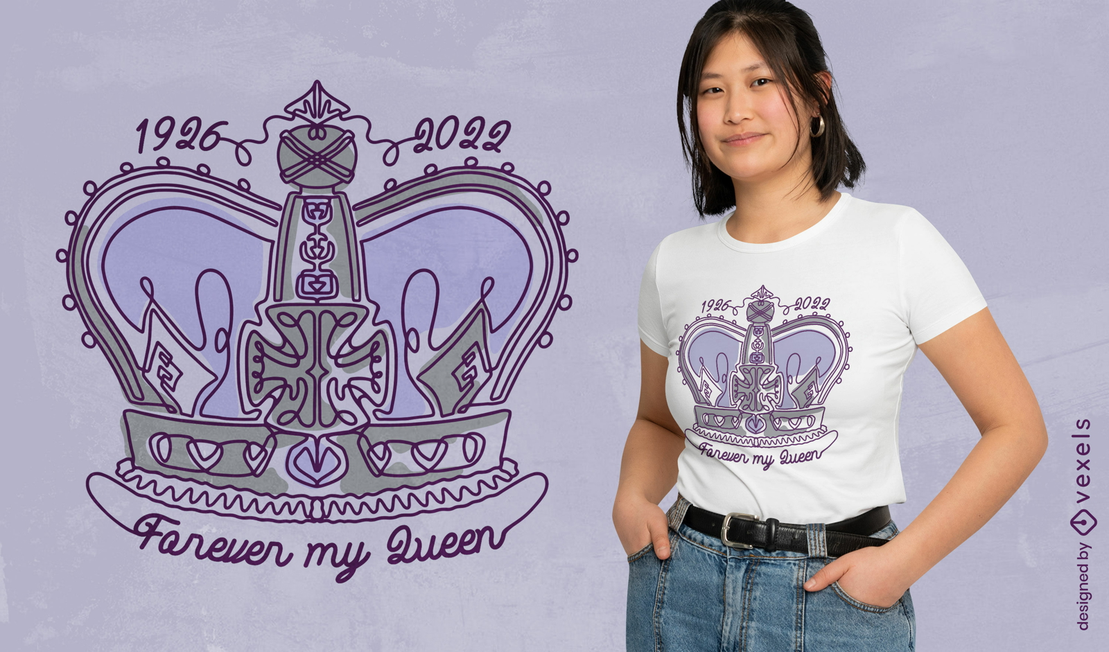 Diseño de camiseta de corona elegante reina británica