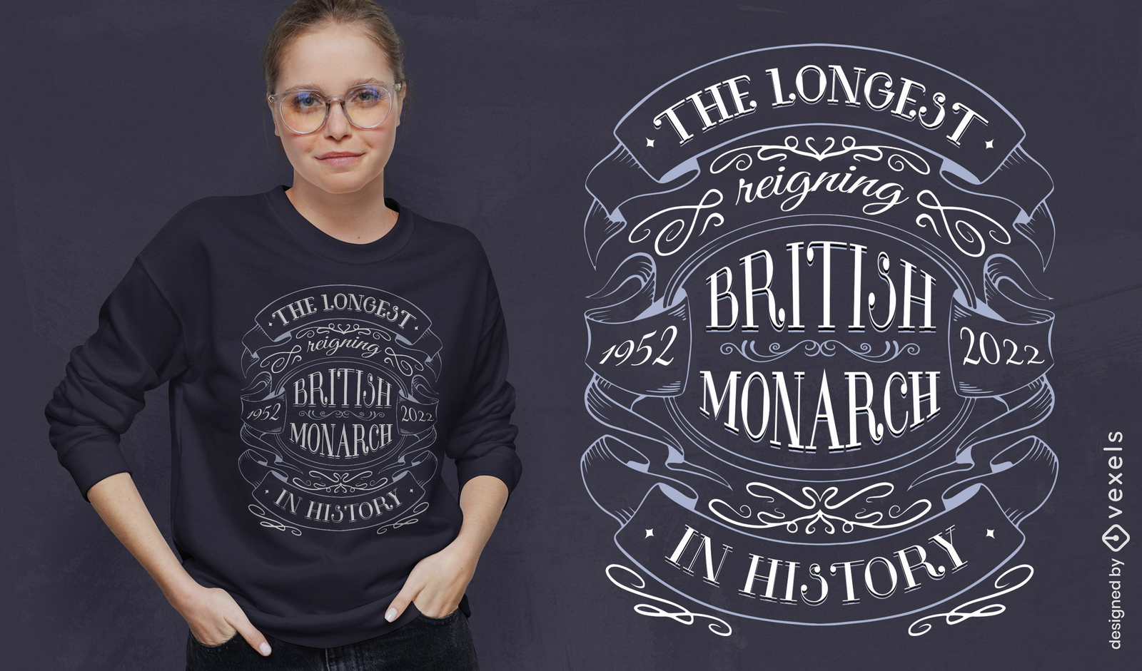 Design de camiseta com citação de rainha da monarquia britânica