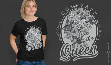Dios salve al diseño floral de la camiseta de la reina