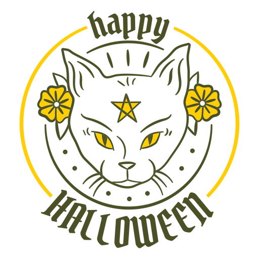 Mystische Katze mit einem Happy Halloween-Zitat PNG-Design