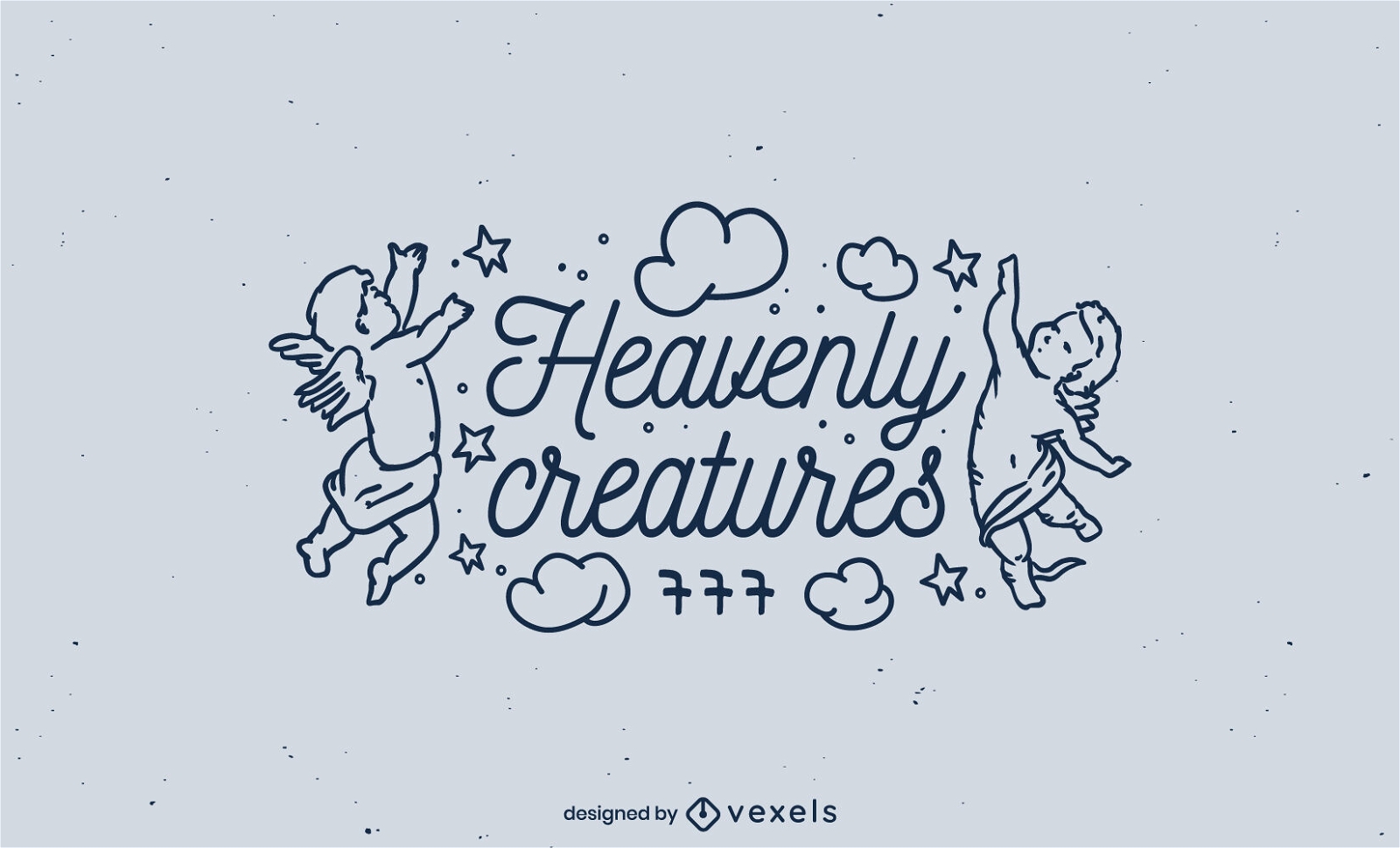 Baby angels flying in the sky logo design