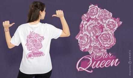 Floral queen portrait t-shirt design
