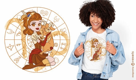 Pin up diseño de camiseta zodiaco chica Capricornio