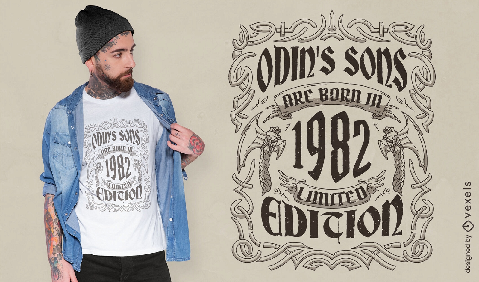 Diseño de camiseta vintage de cumpleaños de los hijos de Odin