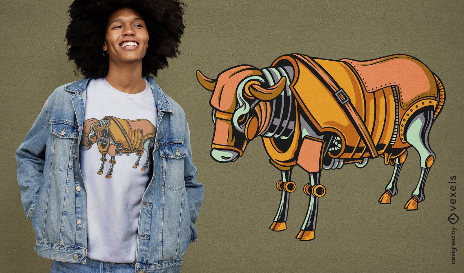 Steampunk cow t-shirt design