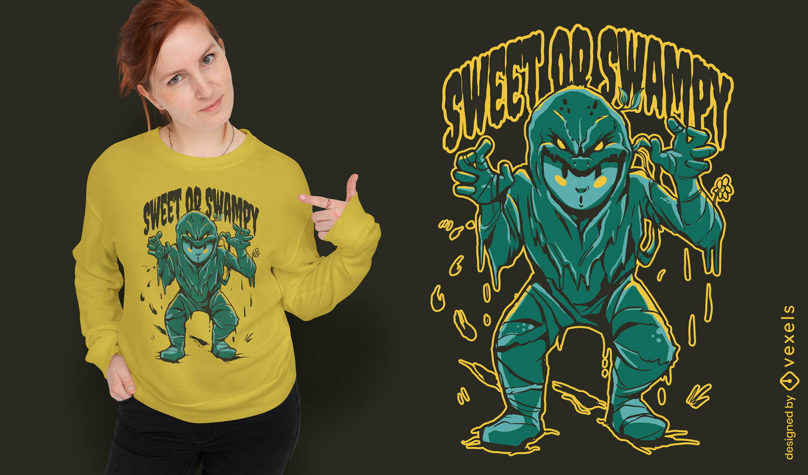 Halloween swamp monter t-shirt design