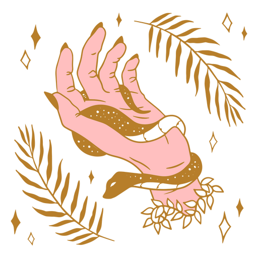 Hand surrounded by a snake PNG Design