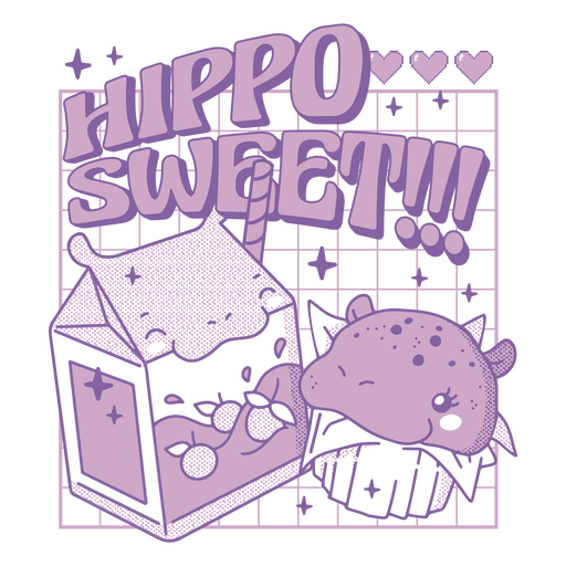 Hippo cupcake with a juice box PNG Design