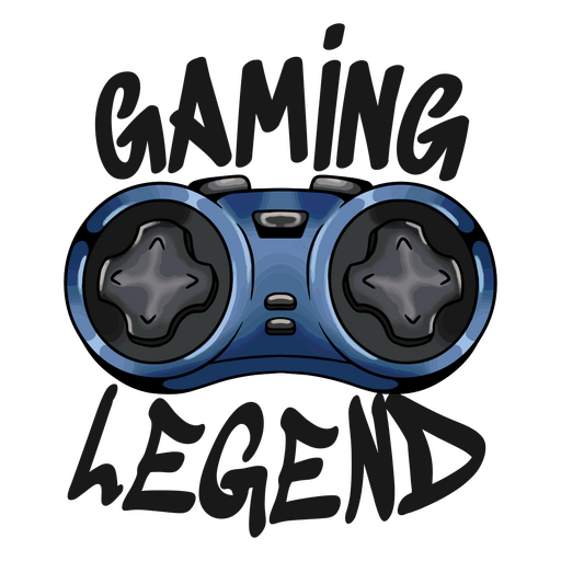 Joystick accompanied by the caption Gaming legend PNG Design