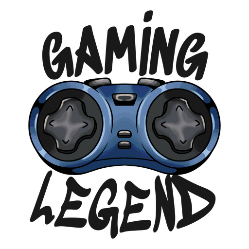 Joystick acompañado de la leyenda Gaming legend Diseño PNG