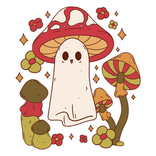 Mushroom ghost cartoon PNG Design