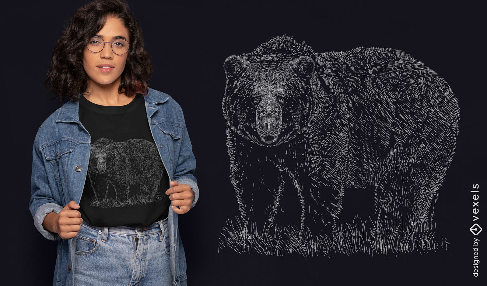 Design de camiseta de urso pardo desenhado à mão