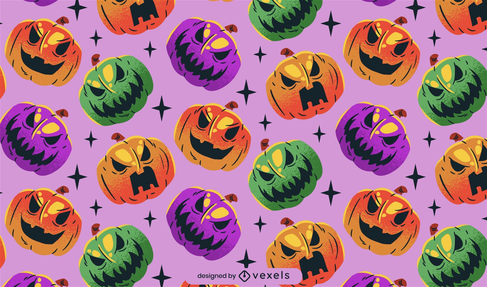 Colorful halloween pumpkins pattern design