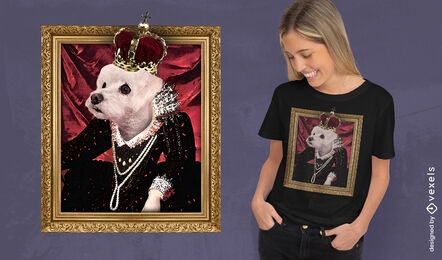 Diseño de camiseta psd de retrato de reina de perro