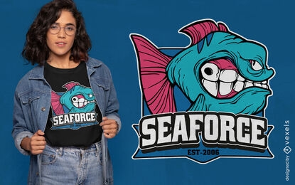 Diseño de camiseta de dibujos animados de animales marinos de peces