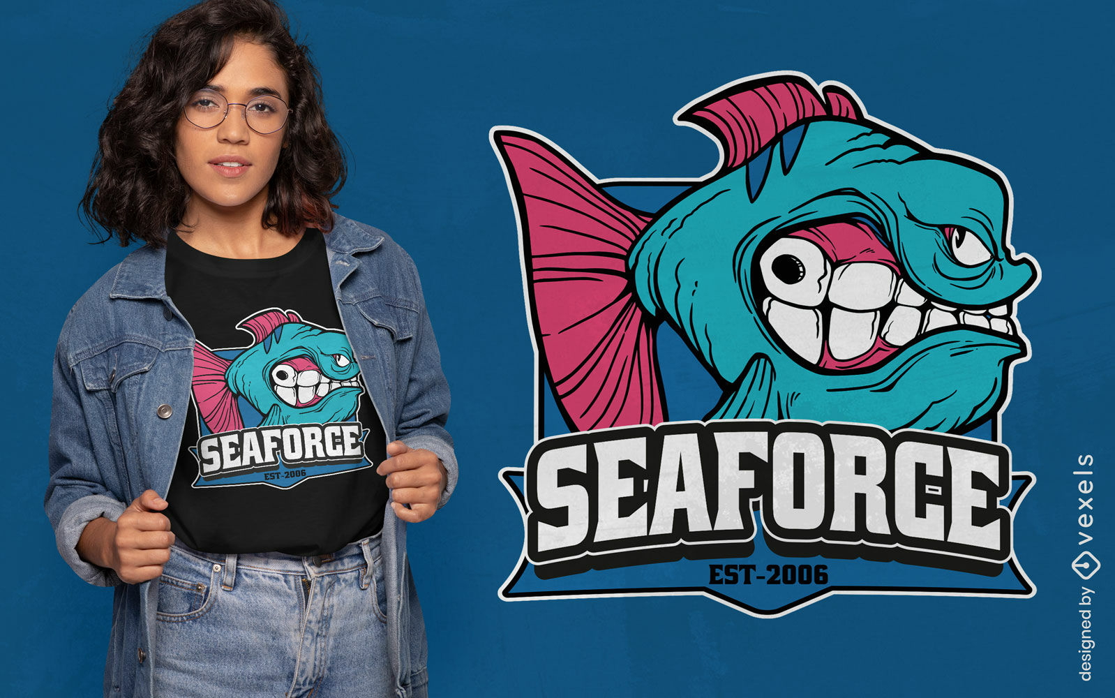 Dise?o de camiseta de dibujos animados de animales marinos de peces