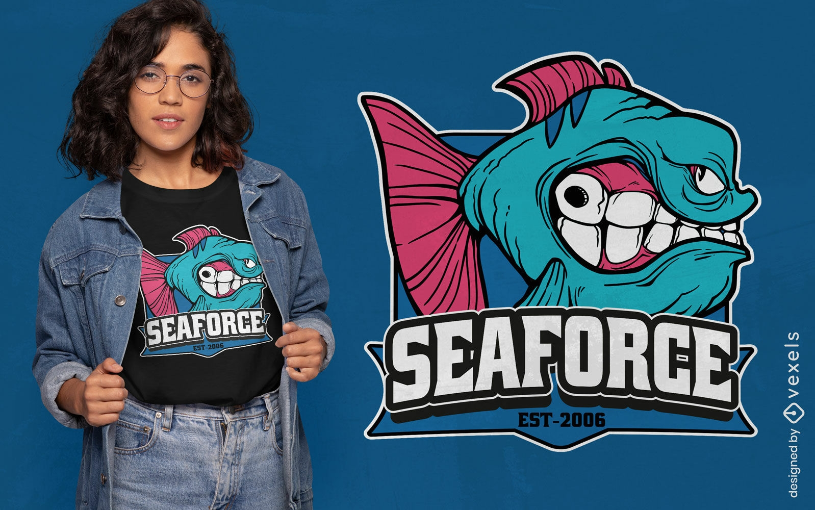 Fisch-Meerestier-Cartoon-T-Shirt-Design