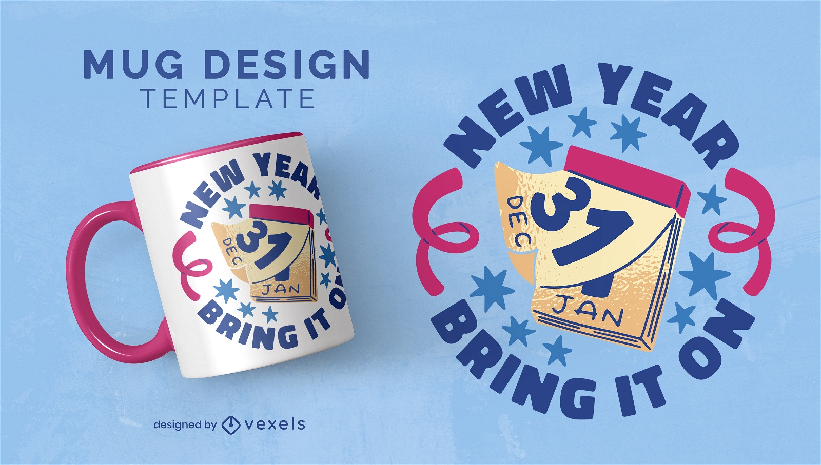 New years celebration calendar mug design
