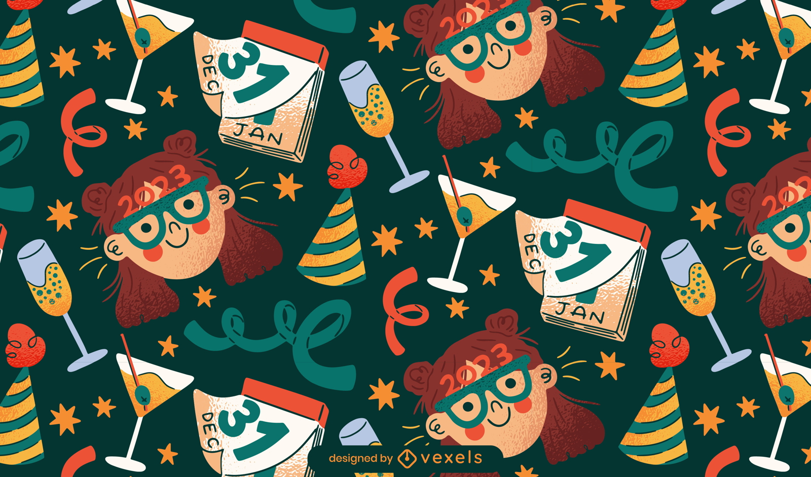 New year celebration party pattern design