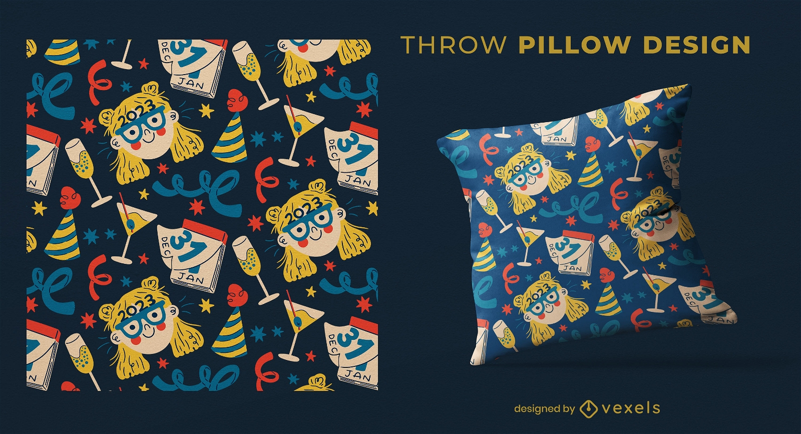 New year celebration throw pillow design