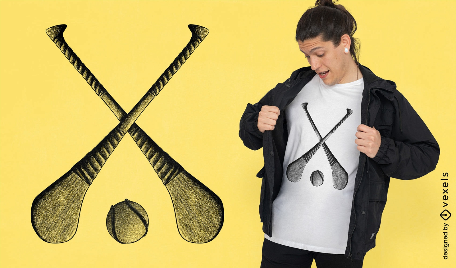 Crossed hurling bats t-shirt design