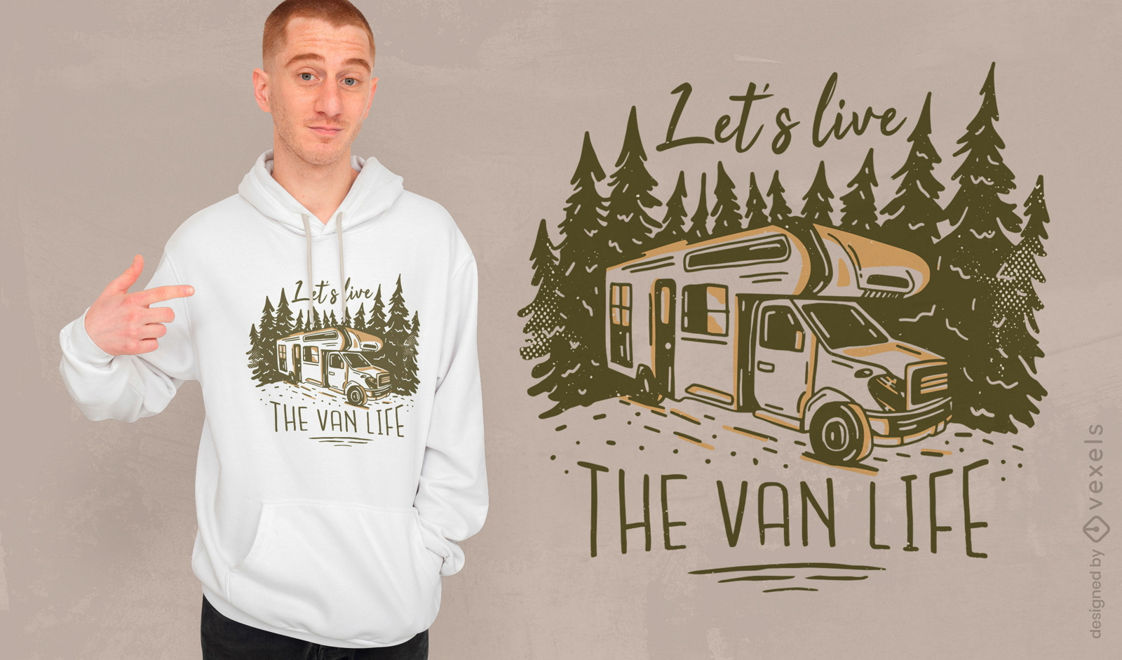 Van-Autofahren im Wald-T-Shirt-Design