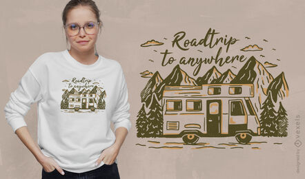 Diseño de camiseta de conducción de transporte de furgoneta.