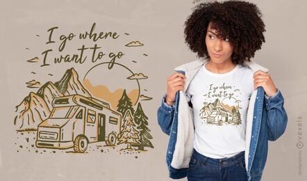 Van car driving in nature t-shirt design