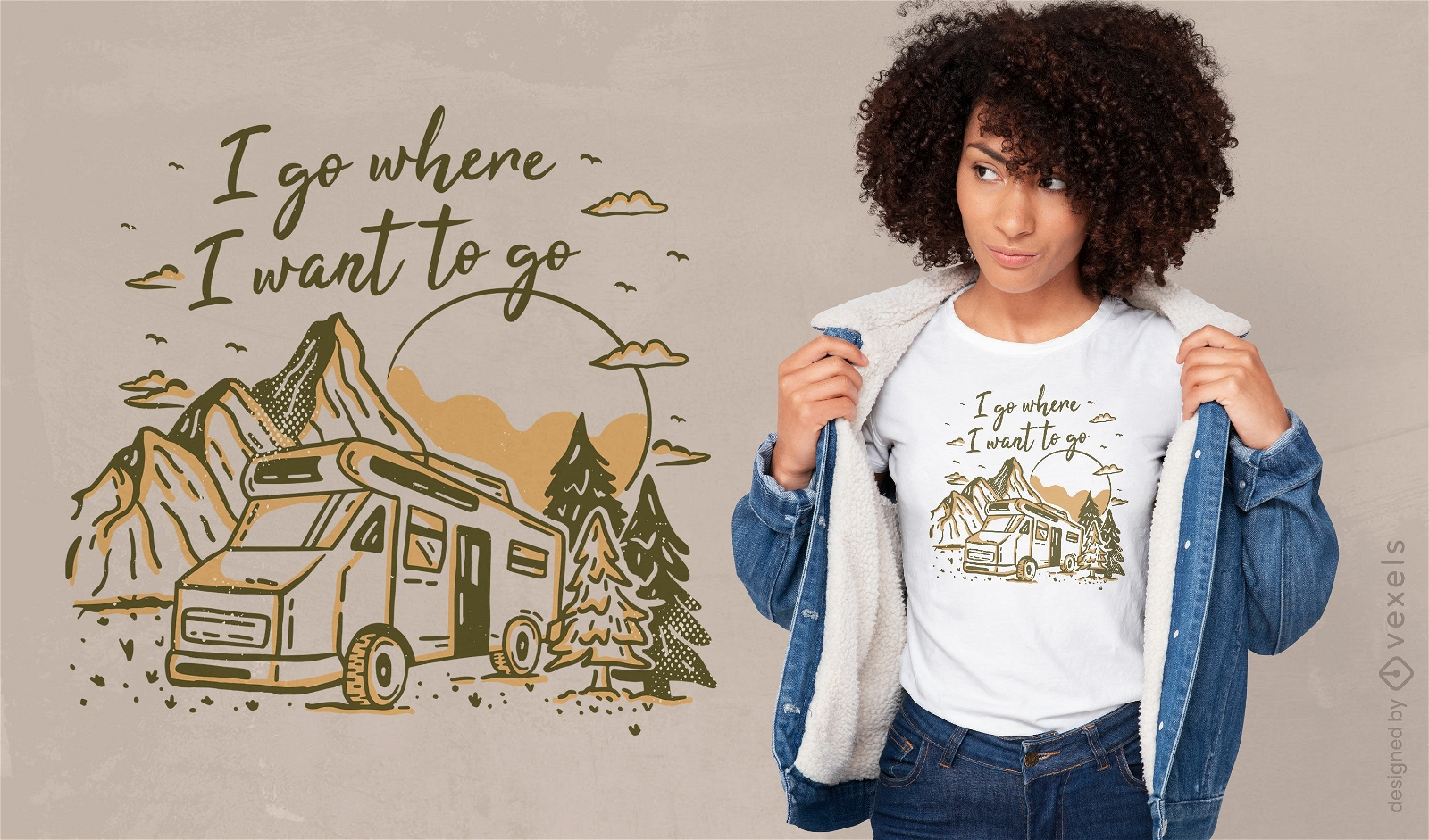 Van-Autofahren im Natur-T-Shirt-Design