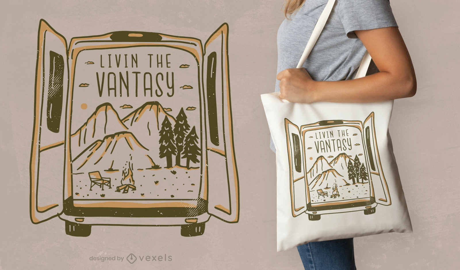 Van life fantasy tote bag design