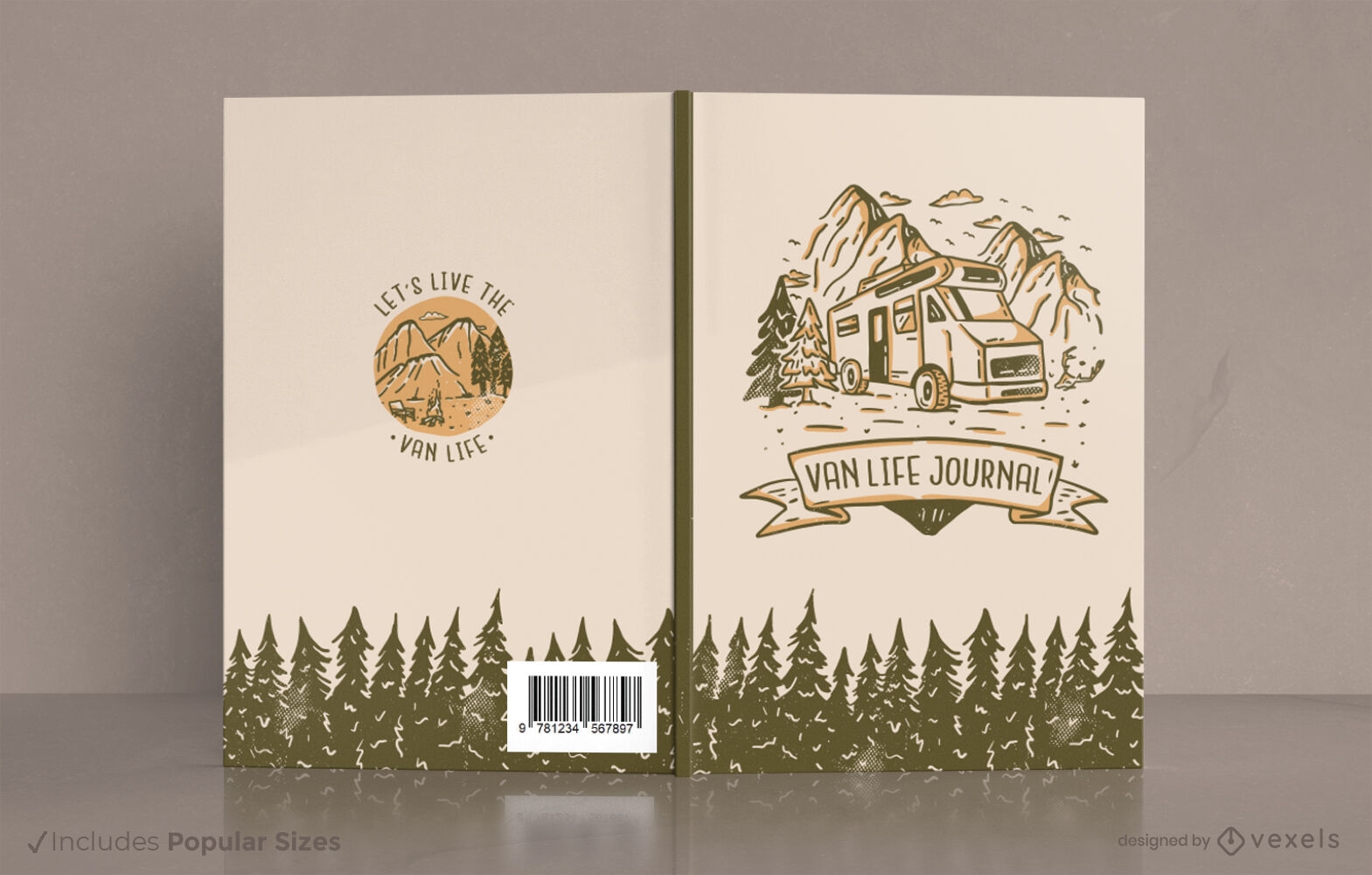 Diseño de portada de libro Van en las montañas.