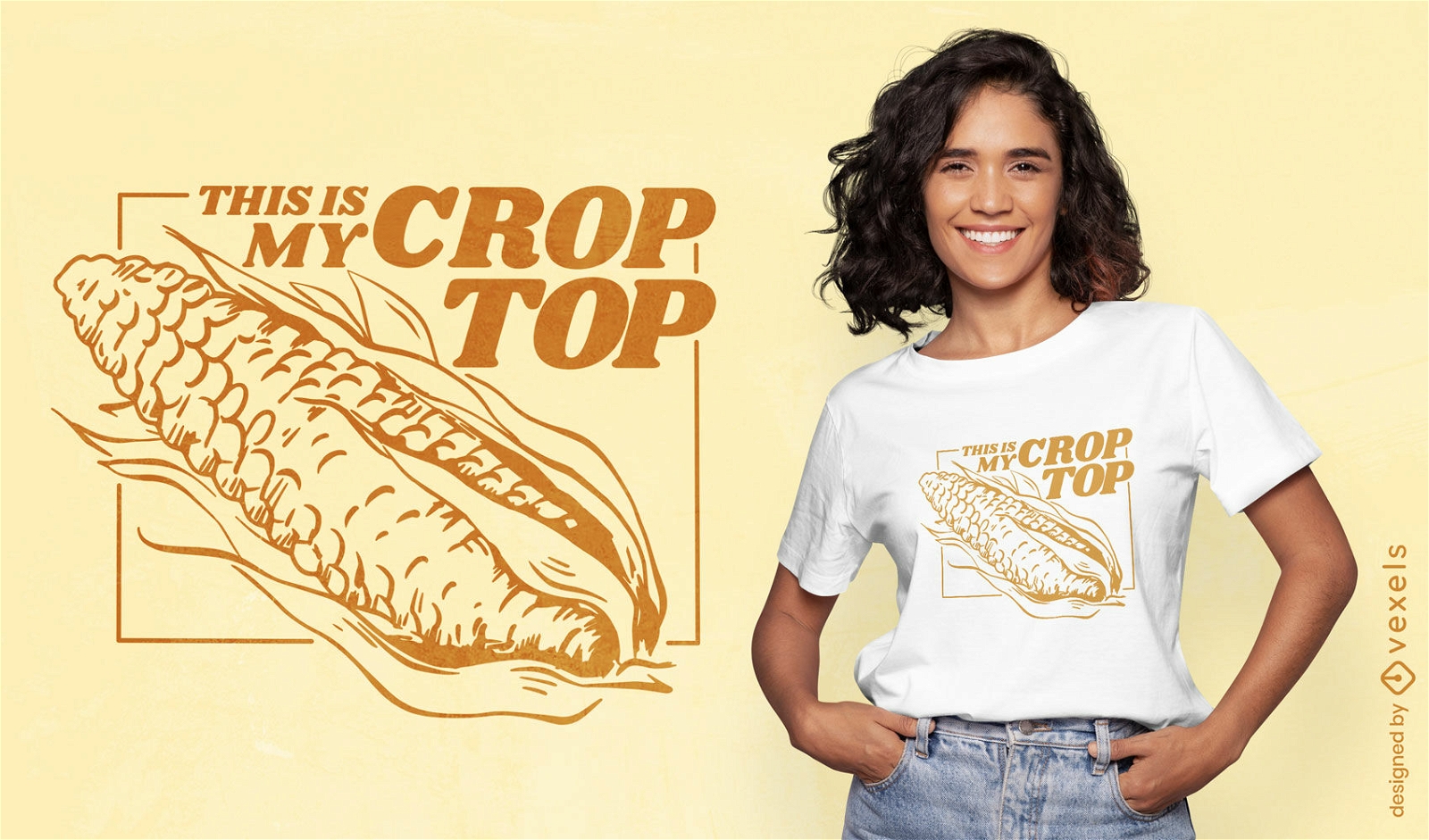 Diseño de camiseta de maíz crop top