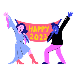 Cantantes celebrando la víspera de Año Nuevo Diseño PNG