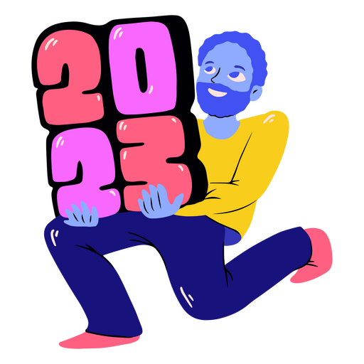 Bärtiger Mann, der Silvester feiert PNG-Design