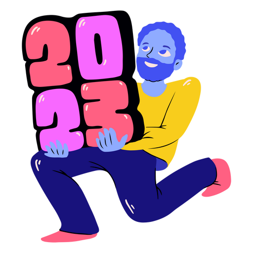 Homem barbudo comemorando a véspera de ano novo Desenho PNG