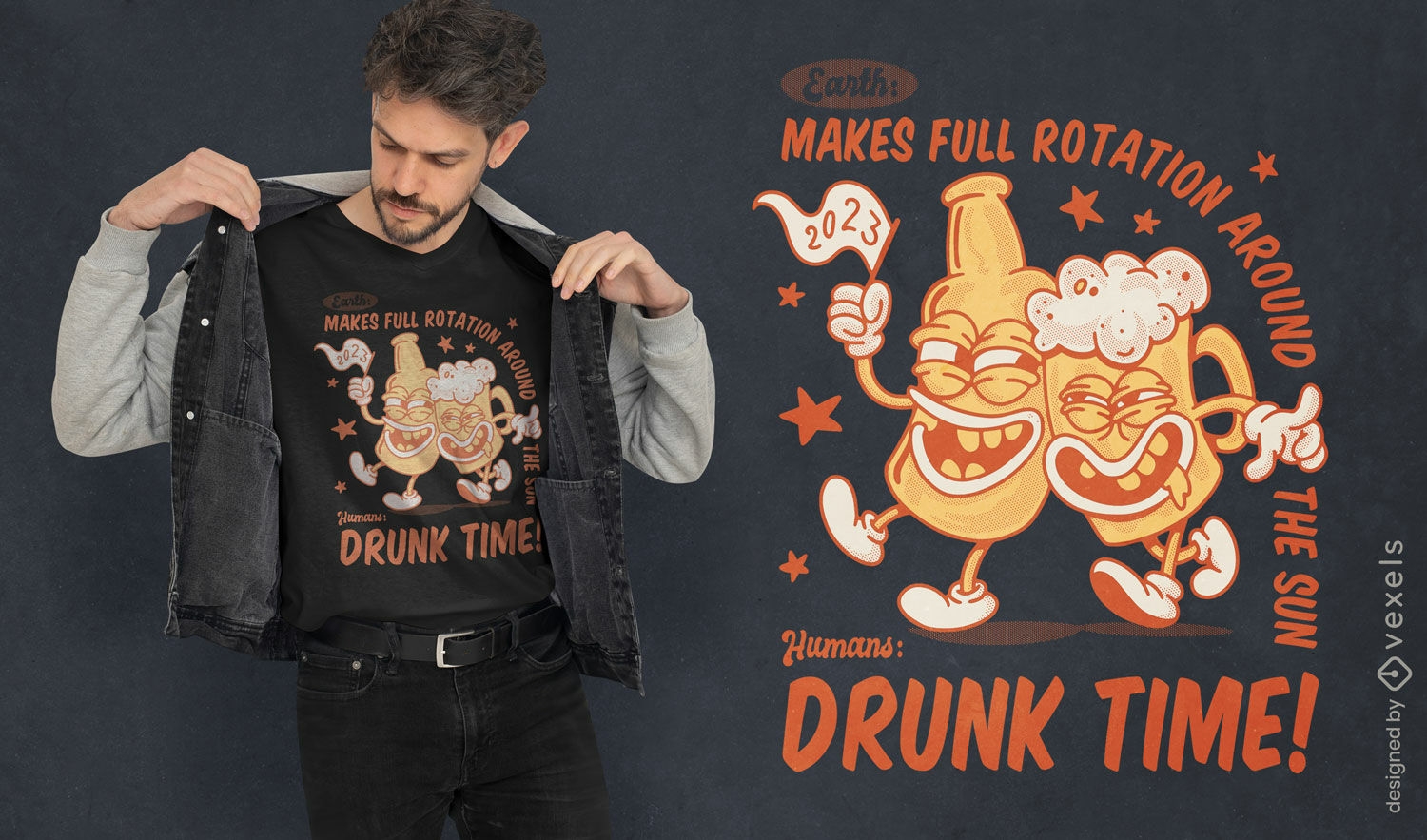Neujahrsurlaub betrunkenes T-Shirt-Design