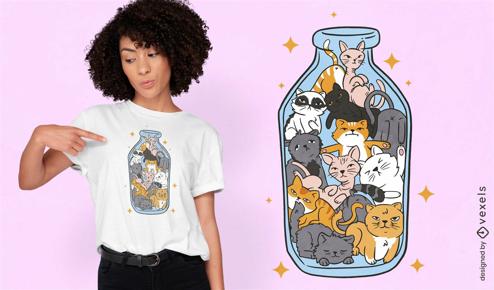 Design de camiseta de jarro de diferentes ra?as de gatos