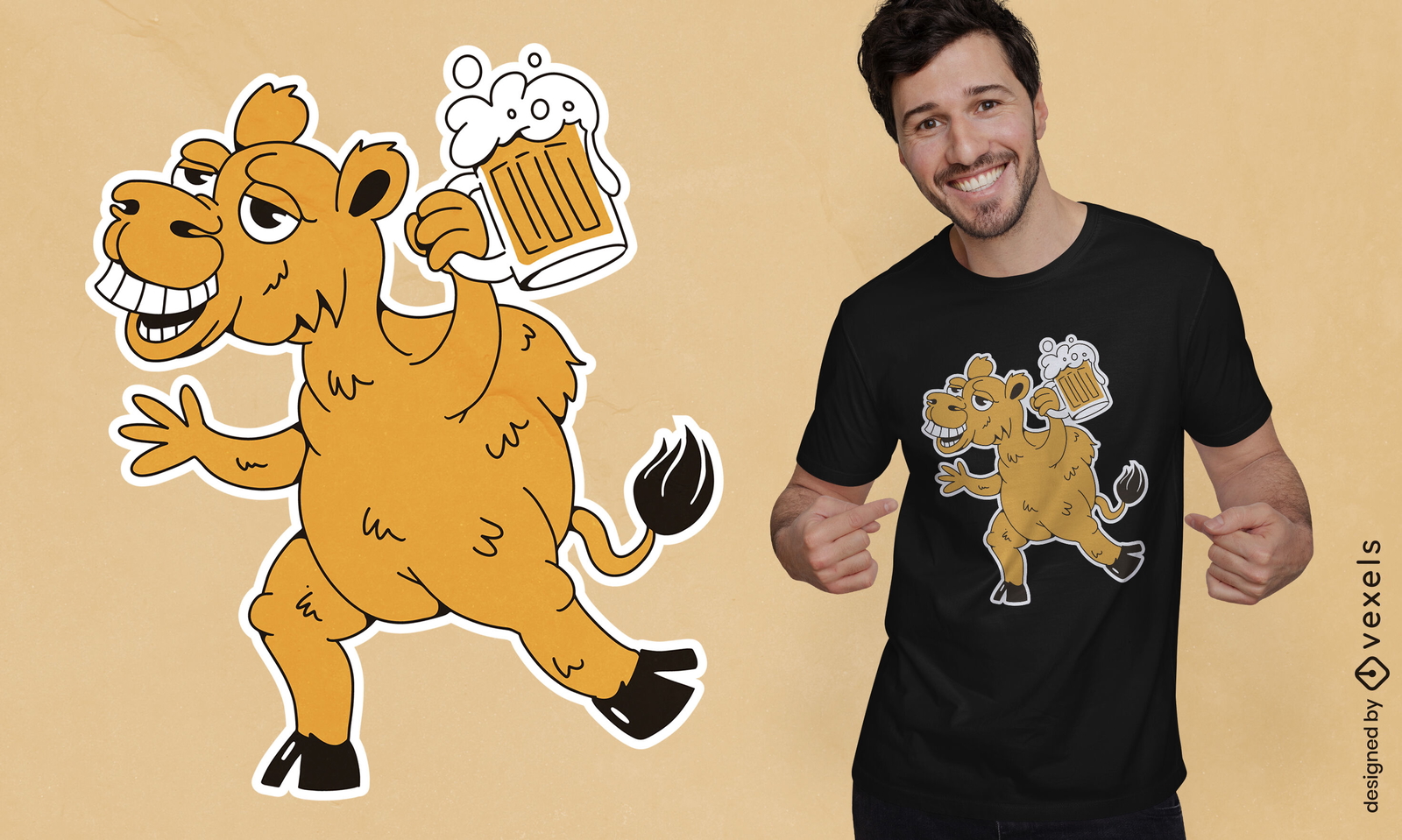 Diseño de camiseta de cerveza de camello borracho