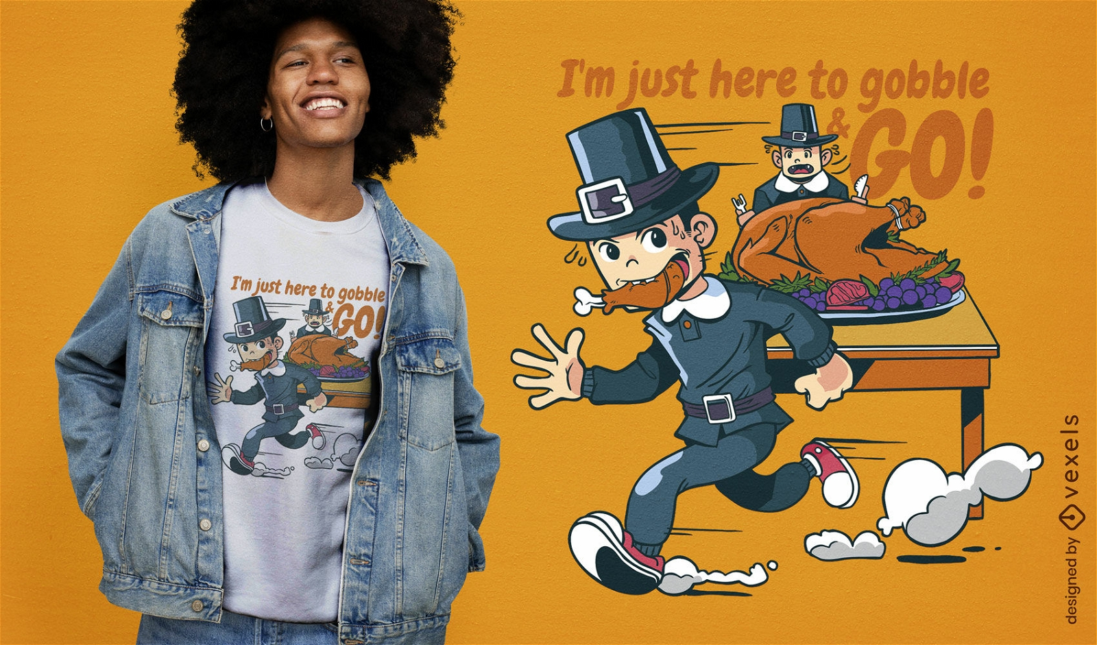 Pilgrim thanksgiving food t-shirt design