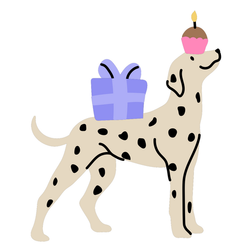 Cute dog enjoying its birthday PNG Design
