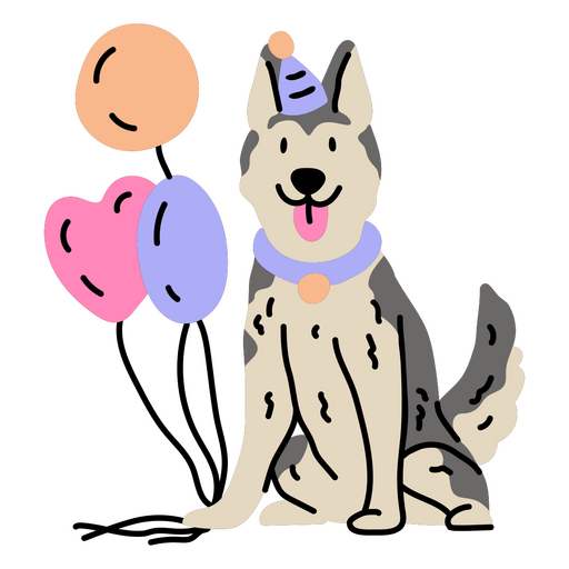Cute doggy's birthday festivities PNG Design
