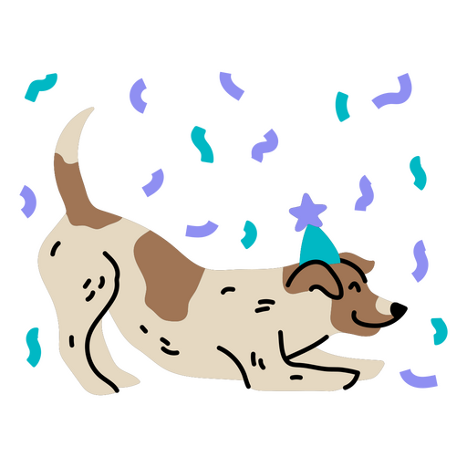 Charming dog on its birthday PNG Design
