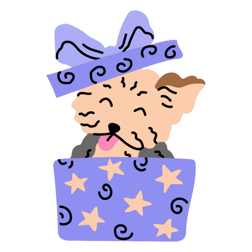 Entzückender Hund in einer Geburtstagsgeschenkbox PNG-Design