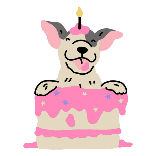 Affectionate dog's birthday cake PNG Design