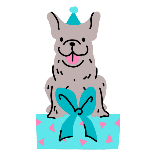 Das Geburtstagsgeschenk des entzückenden Hundes PNG-Design