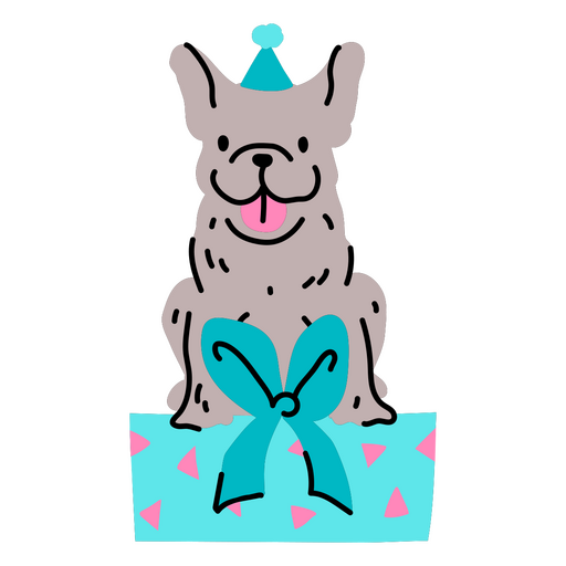 Presente de aniversário de cachorro adorável Desenho PNG