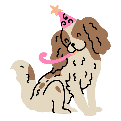Cute dog relishing its birthday PNG Design