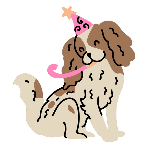 Lindo perro disfrutando de su cumpleaños Diseño PNG